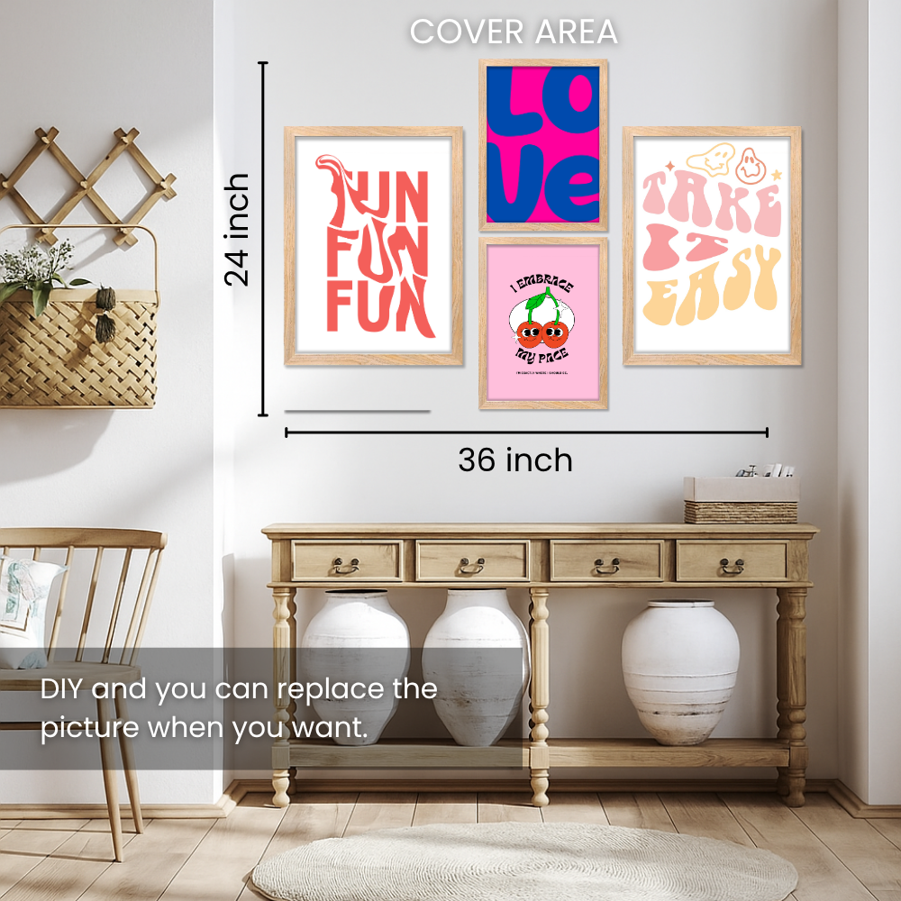 Good Hope Set of 4 Aesthetic Wall Posters for Girls Home Decor – Aesthetic Framed Combo in 2 Sizes – 12x18 & 10x13 Inch