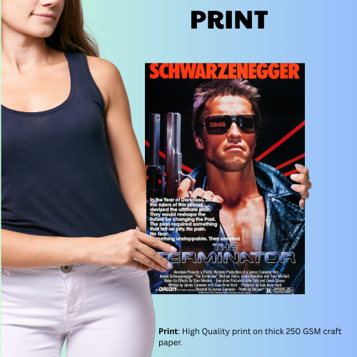 Terminator Movie Poster Frame Action Sci-fi Film Artwork Framed Posters Hollywood Movies Canvas Painting Photo Frames For Wall Decor Living Room Bedroom  Study Room Restraunt Cafe Office & Home Decoration