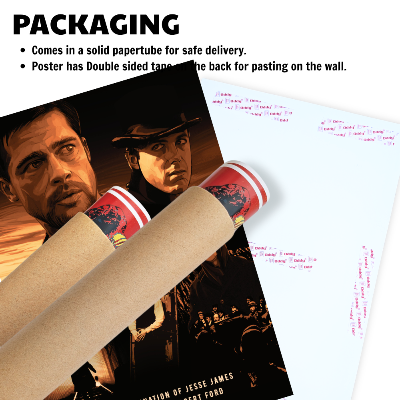 The Assassination of Jesse James by the Coward Robert Ford Movie Poster Frame Western Film Crime Artwork Framed Posters Hollywood Movies Canvas Painting Photo Frames for Wall Decor Home Decoration Living Room Bedroom Office Study Room Cafe