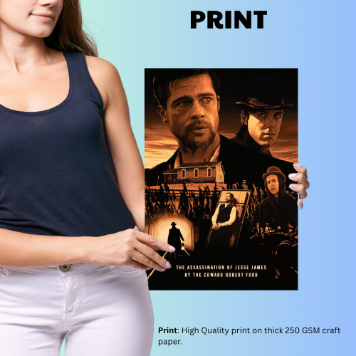 The Assassination of Jesse James by the Coward Robert Ford Movie Poster Frame Western Film Crime Artwork Framed Posters Hollywood Movies Canvas Painting Photo Frames for Wall Decor Home Decoration Living Room Bedroom Office Study Room Cafe