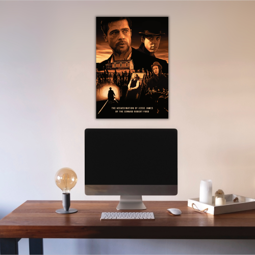 The Assassination of Jesse James by the Coward Robert Ford Movie Poster Frame Western Film Crime Artwork Framed Posters Hollywood Movies Canvas Painting Photo Frames for Wall Decor Home Decoration Living Room Bedroom Office Study Room Cafe