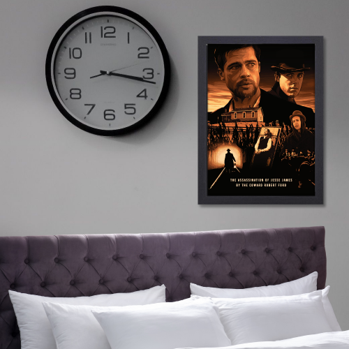 The Assassination of Jesse James by the Coward Robert Ford Movie Poster Frame Western Film Crime Artwork Framed Posters Hollywood Movies Canvas Painting Photo Frames for Wall Decor Home Decoration Living Room Bedroom Office Study Room Cafe