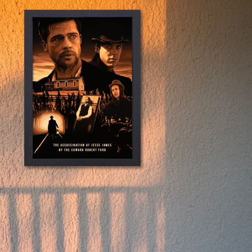 The Assassination of Jesse James by the Coward Robert Ford Movie Poster Frame Western Film Crime Artwork Framed Posters Hollywood Movies Canvas Painting Photo Frames for Wall Decor Home Decoration Living Room Bedroom Office Study Room Cafe