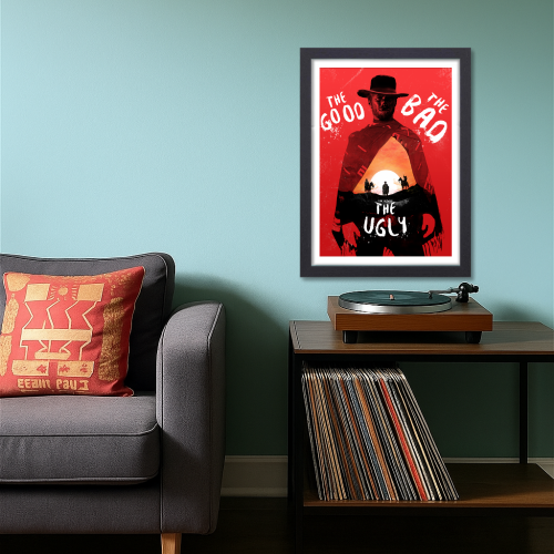 The Good, the Bad and the Ugly Movie Poster Frame Western Action Film Art work Framed Posters Hollywood Movies Canvas Painting Photo Frames For Wall Decor Living Room Bedroom  Study Room Restraunt Cafe Office & Home Decoration Art