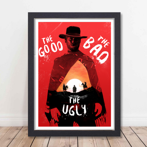 The Good, the Bad and the Ugly Movie Poster Frame Western Action Film Art work Framed Posters Hollywood Movies Canvas Painting Photo Frames For Wall Decor Living Room Bedroom  Study Room Restraunt Cafe Office & Home Decoration Art