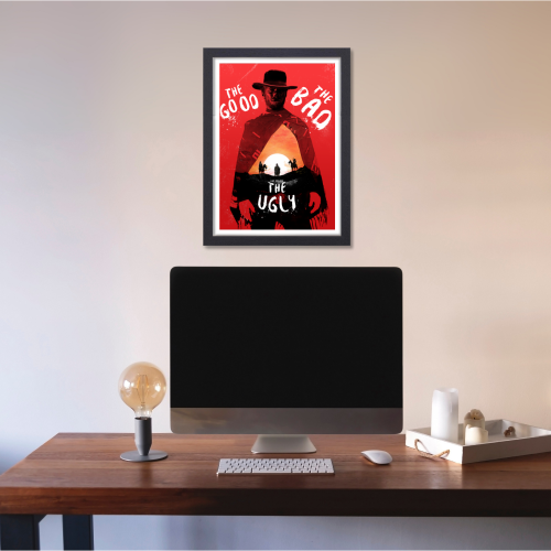 The Good, the Bad and the Ugly Movie Poster Frame Western Action Film Art work Framed Posters Hollywood Movies Canvas Painting Photo Frames For Wall Decor Living Room Bedroom  Study Room Restraunt Cafe Office & Home Decoration Art