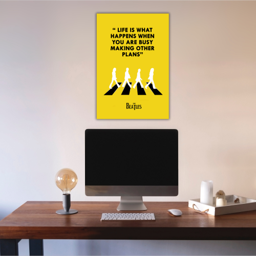 beatles music poster images, beatles music poster for sale, beatles music poster prints, beatles music poster print, beatles music poster art, beatles music poster vintage,  beatles music poster template, beatles music poster design, beatles music poster collection, beatles music poster, beatles band poster, beatles song poster, the beatles music poster, the beatles photo, the beatles images, Yellow Beatles quote poster with black text “Life is what happens when you are busy making other plans” 