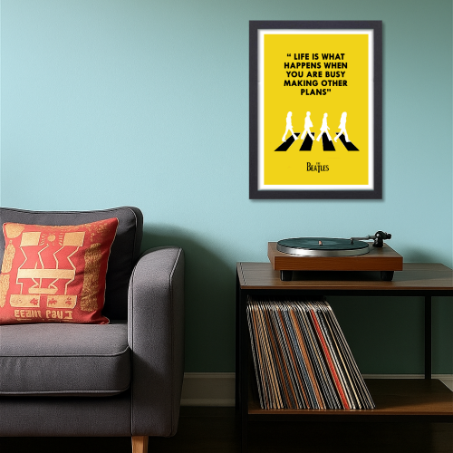 beatles music poster images, beatles music poster for sale, beatles music poster prints, beatles music poster print, beatles music poster art, beatles music poster vintage,  beatles music poster template, beatles music poster design, beatles music poster collection, beatles music poster, beatles band poster, beatles song poster, the beatles music poster, the beatles photo, the beatles images, Yellow Beatles quote poster with black text “Life is what happens when you are busy making other plans” 