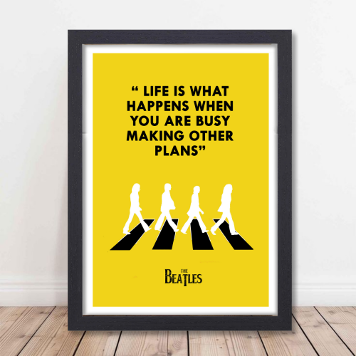 beatles music poster images, beatles music poster for sale, beatles music poster prints, beatles music poster print, beatles music poster art, beatles music poster vintage,  beatles music poster template, beatles music poster design, beatles music poster collection, beatles music poster, beatles band poster, beatles song poster, the beatles music poster, the beatles photo, the beatles images, Yellow Beatles quote poster with black text “Life is what happens when you are busy making other plans” 
