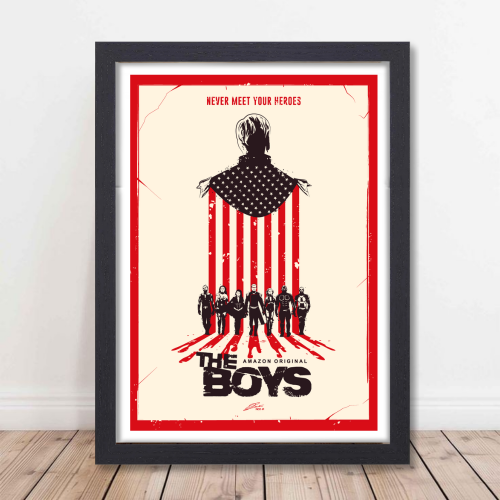 The Boys Series Poster Frame Film Drama Artwork Framed Posters Hollywood Movies Seasons Canvas Painting Photo Frames for Wall Decor Home Decoration Living Room Bedroom Office Study Room Cafe