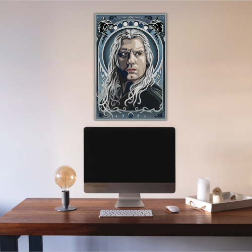 The Witcher Drama Series Poster Frame Geralt of Rivia Fictional Character Artwork Framed Posters Hollywood Movies Seasons Canvas Painting Photo Frames for Wall Decor Home Decoration Restraunt Cafe Living Room Dining Hall Bedroom Gaming rooms