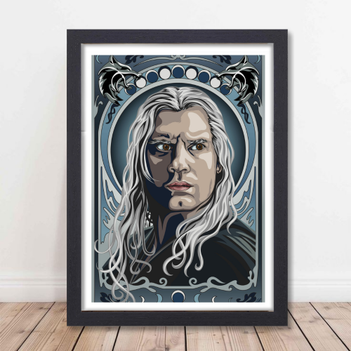 The Witcher Drama Series Poster Frame Geralt of Rivia Fictional Character Artwork Framed Posters Hollywood Movies Seasons Canvas Painting Photo Frames for Wall Decor Home Decoration Restraunt Cafe Living Room Dining Hall Bedroom Gaming rooms