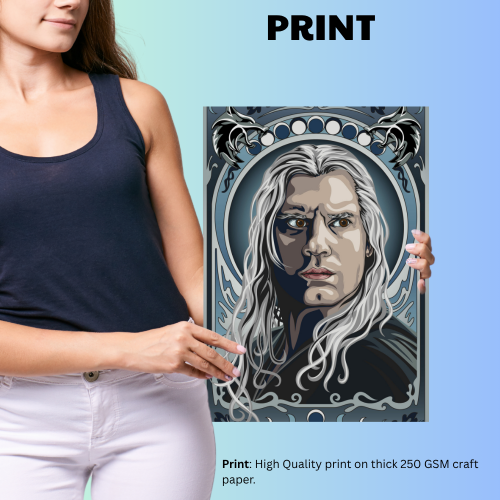 The Witcher Drama Series Poster Frame Geralt of Rivia Fictional Character Artwork Framed Posters Hollywood Movies Seasons Canvas Painting Photo Frames for Wall Decor Home Decoration Restraunt Cafe Living Room Dining Hall Bedroom Gaming rooms