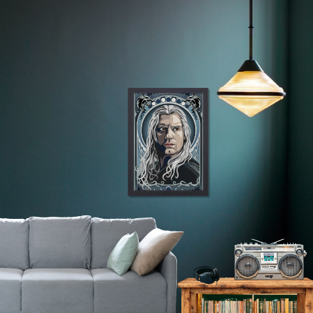 The Witcher Drama Series Poster Frame Geralt of Rivia Fictional Character Artwork Framed Posters Hollywood Movies Seasons Canvas Painting Photo Frames for Wall Decor Home Decoration Restraunt Cafe Living Room Dining Hall Bedroom Gaming rooms