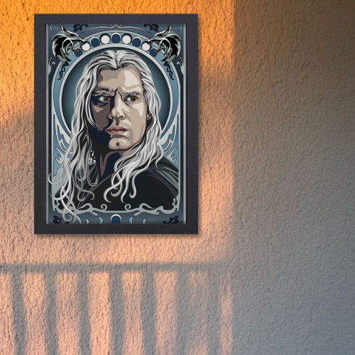 The Witcher Drama Series Poster Frame Geralt of Rivia Fictional Character Artwork Framed Posters Hollywood Movies Seasons Canvas Painting Photo Frames for Wall Decor Home Decoration Restraunt Cafe Living Room Dining Hall Bedroom Gaming rooms