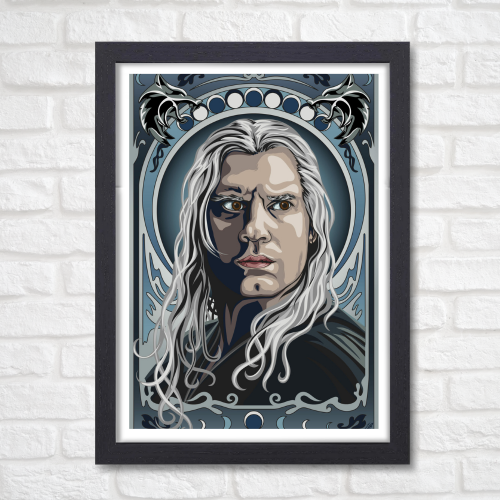 The Witcher Drama Series Poster Frame Geralt of Rivia Fictional Character Artwork Framed Posters Hollywood Movies Seasons Canvas Painting Photo Frames for Wall Decor Home Decoration Restraunt Cafe Living Room Dining Hall Bedroom Gaming rooms