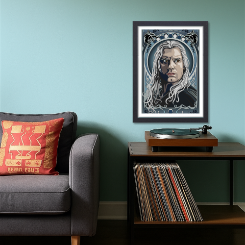 The Witcher Drama Series Poster Frame Geralt of Rivia Fictional Character Artwork Framed Posters Hollywood Movies Seasons Canvas Painting Photo Frames for Wall Decor Home Decoration Restraunt Cafe Living Room Dining Hall Bedroom Gaming rooms