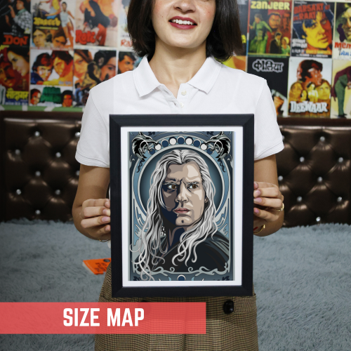 The Witcher Drama Series Poster Frame Geralt of Rivia Fictional Character Artwork Framed Posters Hollywood Movies Seasons Canvas Painting Photo Frames for Wall Decor Home Decoration Restraunt Cafe Living Room Dining Hall Bedroom Gaming rooms