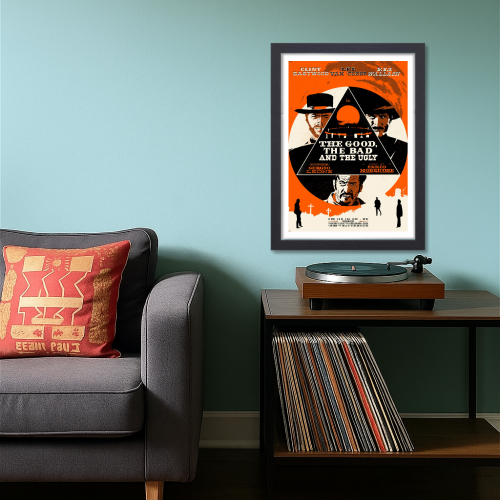 The Good, the Bad and the Ugly Movie Poster Frame Western Action Film Artwork Framed Posters Hollywood Movies Canvas Painting Photo Frames For Wall Decor Living Room Bedroom  Study Room Restraunt Cafe Office & Home Decoration