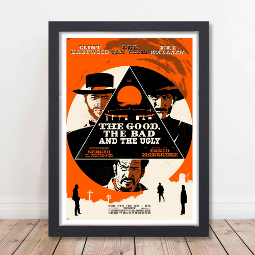 The Good, the Bad and the Ugly Movie Poster Frame Western Action Film Artwork Framed Posters Hollywood Movies Canvas Painting Photo Frames For Wall Decor Living Room Bedroom  Study Room Restraunt Cafe Office & Home Decoration