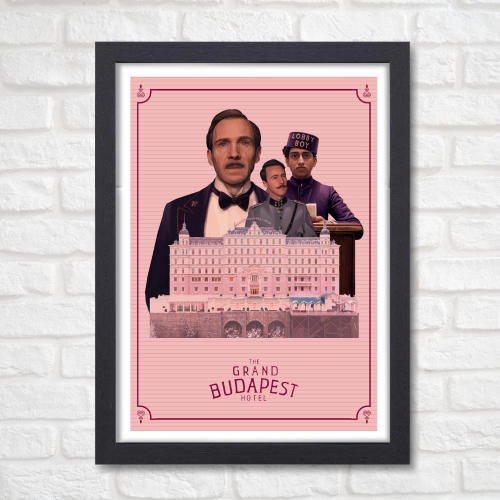 The Grand Budapest Hotel Movie Poster Frame Adventure Comedy Film Artwork Framed Posters Hollywood Movies Canvas Painting Photo Frames for Wall Decor Living Room Bedroom  Study Room Restraunt Cafe Office & Home Decoration