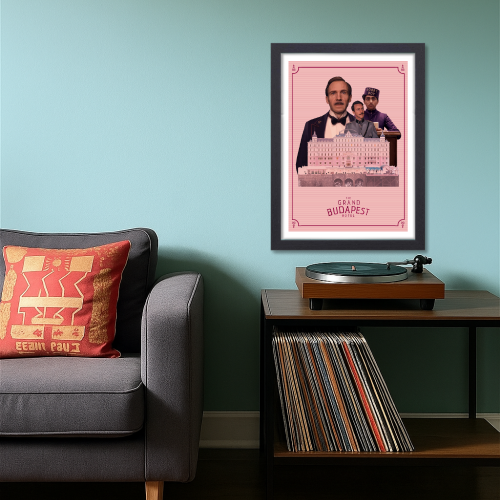 The Grand Budapest Hotel Movie Poster Frame Adventure Comedy Film Artwork Framed Posters Hollywood Movies Canvas Painting Photo Frames for Wall Decor Living Room Bedroom  Study Room Restraunt Cafe Office & Home Decoration