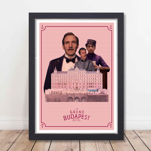 The Grand Budapest Hotel Movie Poster Frame Adventure Comedy Film Artwork Framed Posters Hollywood Movies Canvas Painting Photo Frames for Wall Decor Living Room Bedroom  Study Room Restraunt Cafe Office & Home Decoration