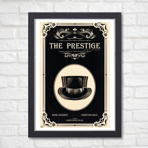 The Prestige Movie Poster Frame Thriller Sci-fi Film Artwork Framed Posters Hollywood Movies Canvas Painting Photo Frames for Wall Decor Living Room Bedroom  Study Room Restraunt Cafe Office & Home Decoration