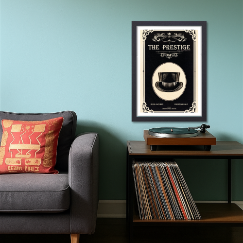 The Prestige Movie Poster Frame Thriller Sci-fi Film Artwork Framed Posters Hollywood Movies Canvas Painting Photo Frames for Wall Decor Living Room Bedroom  Study Room Restraunt Cafe Office & Home Decoration