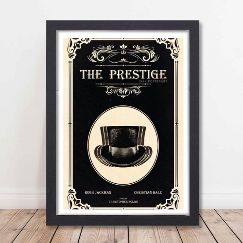 The Prestige Movie Poster Frame Thriller Sci-fi Film Artwork Framed Posters Hollywood Movies Canvas Painting Photo Frames for Wall Decor Living Room Bedroom  Study Room Restraunt Cafe Office & Home Decoration
