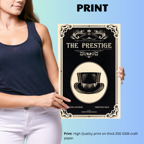 The Prestige Movie Poster Frame Thriller Sci-fi Film Artwork Framed Posters Hollywood Movies Canvas Painting Photo Frames for Wall Decor Living Room Bedroom  Study Room Restraunt Cafe Office & Home Decoration