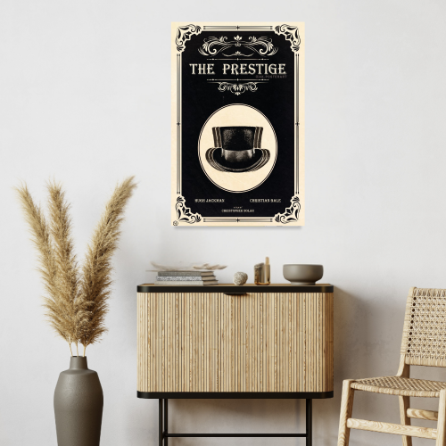 The Prestige Movie Poster Frame Thriller Sci-fi Film Artwork Framed Posters Hollywood Movies Canvas Painting Photo Frames for Wall Decor Living Room Bedroom  Study Room Restraunt Cafe Office & Home Decoration