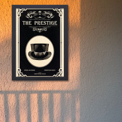 The Prestige Movie Poster Frame Thriller Sci-fi Film Artwork Framed Posters Hollywood Movies Canvas Painting Photo Frames for Wall Decor Living Room Bedroom  Study Room Restraunt Cafe Office & Home Decoration