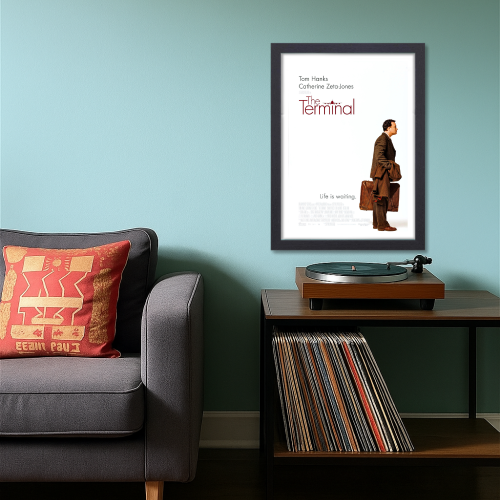 The Terminal Movie Poster Frame Comedy Romance Film Art work Framed Posters Hollywood Movies Canvas Painting Photo Frames for Wall Decor Home Decoration Living Room Bedroom Office Study Room Cafe