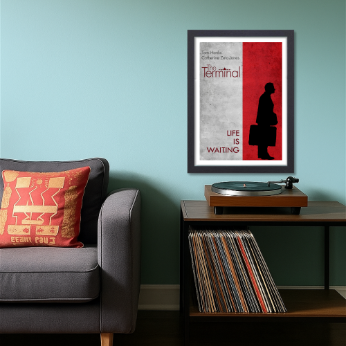 The Terminal Movie Poster Frame Comedy Romance Film Artwork Framed Posters Hollywood Movies Canvas Painting Photo Frames for Wall Decor Home Decoration Living Room Bedroom Office Study Room Cafe