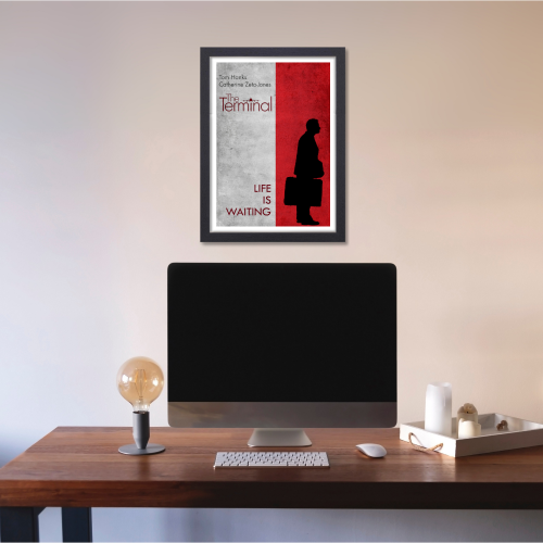 The Terminal Movie Poster Frame Comedy Romance Film Artwork Framed Posters Hollywood Movies Canvas Painting Photo Frames for Wall Decor Home Decoration Living Room Bedroom Office Study Room Cafe