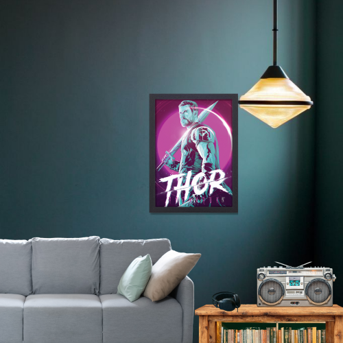 Thor Avenger Movie Poster Frame Action Fantasy Film Artwork Framed Posters Hollywood Thriller Movies Canvas Painting Photo Frames for Wall Decor Home Decoration Living Room Bedroom Office Study Room Cafe Restraunt