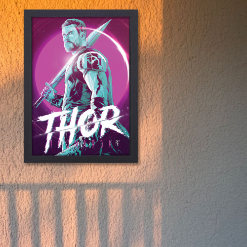 Thor Avenger Movie Poster Frame Action Fantasy Film Artwork Framed Posters Hollywood Thriller Movies Canvas Painting Photo Frames for Wall Decor Home Decoration Living Room Bedroom Office Study Room Cafe Restraunt