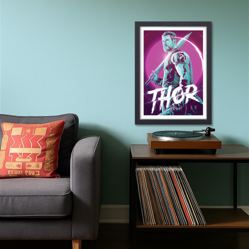 Thor Avenger Movie Poster Frame Action Fantasy Film Artwork Framed Posters Hollywood Thriller Movies Canvas Painting Photo Frames for Wall Decor Home Decoration Living Room Bedroom Office Study Room Cafe Restraunt