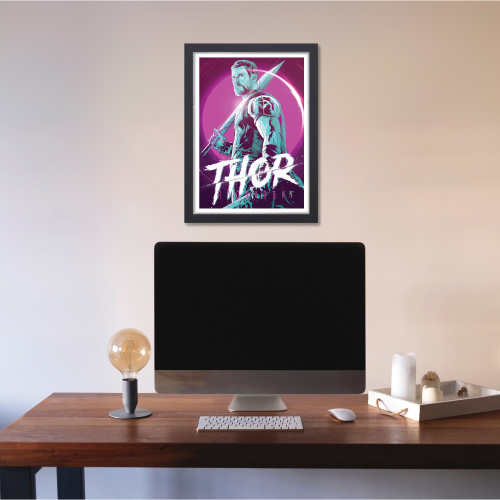 Thor Avenger Movie Poster Frame Action Fantasy Film Artwork Framed Posters Hollywood Thriller Movies Canvas Painting Photo Frames for Wall Decor Home Decoration Living Room Bedroom Office Study Room Cafe Restraunt