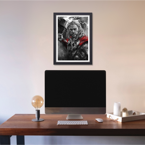 Thor Avengers Movie Poster Frame Action Fantasy Film Artwork Framed Posters Hollywood Thriller Movies Canvas Painting Photo Frames for Wall Decor Home Decoration Living Room Bedroom Office Study Room Cafe Restraunt
