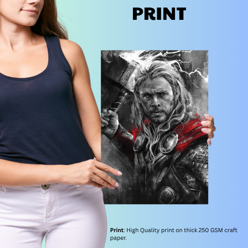 Thor Avengers Movie Poster Frame Action Fantasy Film Artwork Framed Posters Hollywood Thriller Movies Canvas Painting Photo Frames for Wall Decor Home Decoration Living Room Bedroom Office Study Room Cafe Restraunt