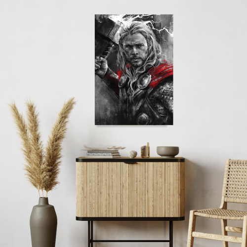 Thor Avengers Movie Poster Frame Action Fantasy Film Artwork Framed Posters Hollywood Thriller Movies Canvas Painting Photo Frames for Wall Decor Home Decoration Living Room Bedroom Office Study Room Cafe Restraunt