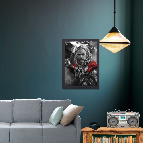 Thor Avengers Movie Poster Frame Action Fantasy Film Artwork Framed Posters Hollywood Thriller Movies Canvas Painting Photo Frames for Wall Decor Home Decoration Living Room Bedroom Office Study Room Cafe Restraunt