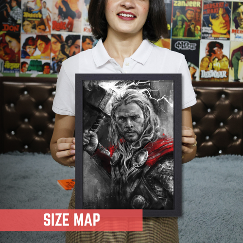 Thor Avengers Movie Poster Frame Action Fantasy Film Artwork Framed Posters Hollywood Thriller Movies Canvas Painting Photo Frames for Wall Decor Home Decoration Living Room Bedroom Office Study Room Cafe Restraunt