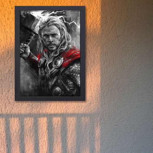 Thor Avengers Movie Poster Frame Action Fantasy Film Artwork Framed Posters Hollywood Thriller Movies Canvas Painting Photo Frames for Wall Decor Home Decoration Living Room Bedroom Office Study Room Cafe Restraunt