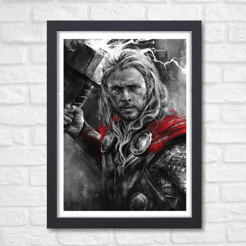 Thor Avengers Movie Poster Frame Action Fantasy Film Artwork Framed Posters Hollywood Thriller Movies Canvas Painting Photo Frames for Wall Decor Home Decoration Living Room Bedroom Office Study Room Cafe Restraunt