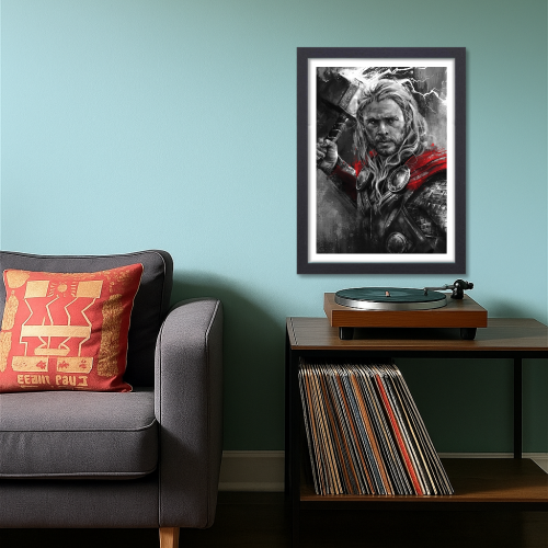 Thor Avengers Movie Poster Frame Action Fantasy Film Artwork Framed Posters Hollywood Thriller Movies Canvas Painting Photo Frames for Wall Decor Home Decoration Living Room Bedroom Office Study Room Cafe Restraunt