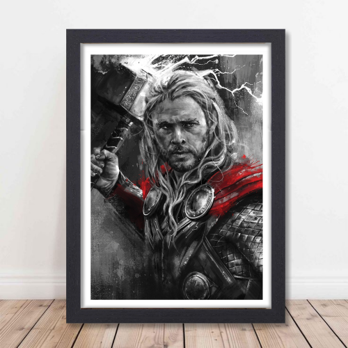 Thor Avengers Movie Poster Frame Action Fantasy Film Artwork Framed Posters Hollywood Thriller Movies Canvas Painting Photo Frames for Wall Decor Home Decoration Living Room Bedroom Office Study Room Cafe Restraunt