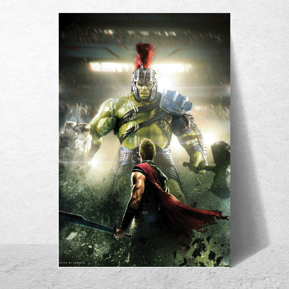 Thor Ragnarok Hulk Movie Poster Frame Action Sci-fi Film Framed Posters Avengers Hollywood Movies Canvas Painting Photo Frames for Wall Decor Home Decoration Living Room Bedroom Office Study Room Cafe Restraunt